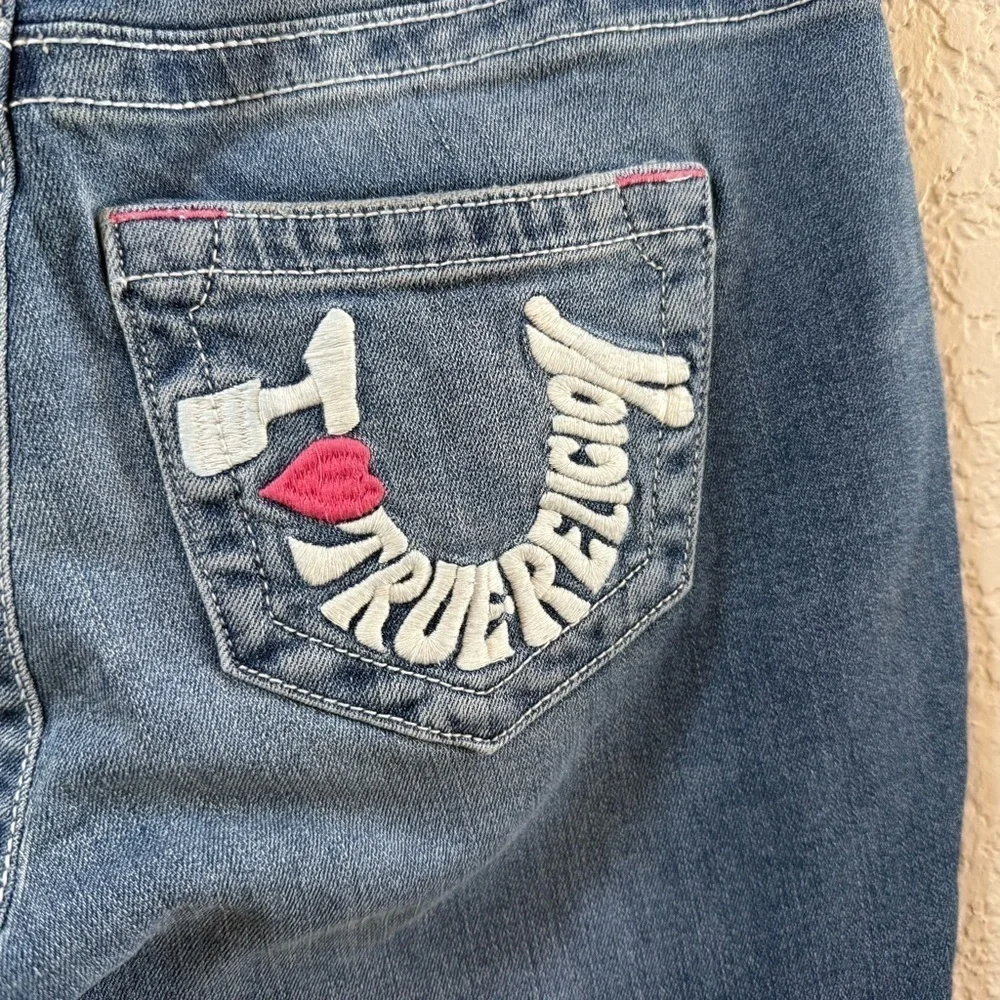 True Religion Jeans Jennie Curvy Mid Rise Super Skinny Embroidered Pockets 29